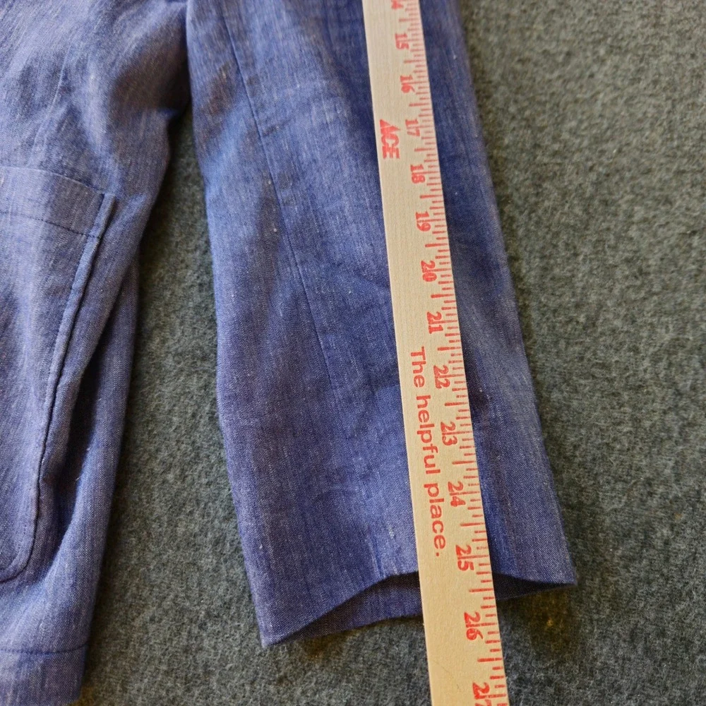 Cremieux Blue Linen Sport Coat XXL Elbow Patch Two Button Butterfly Half Lining